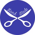 Sewing logo, scissors sign. Royalty Free Stock Photo